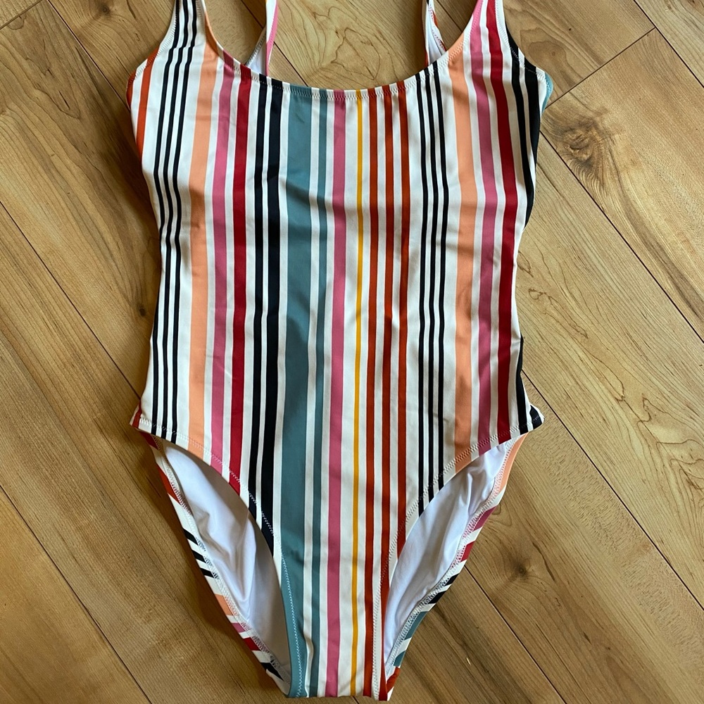Madewell Second Wave Rainbow Stripe Swimsuit